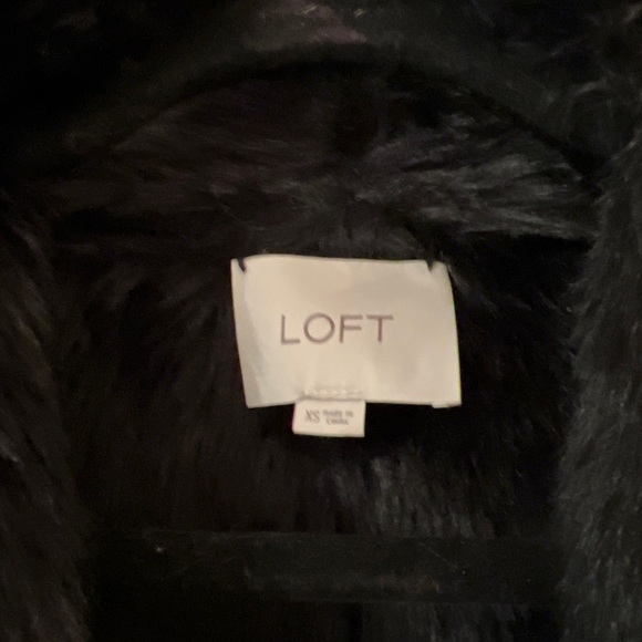 Loft Vest Womens Extra Small Black Faux Suede Faux Fur Open Front Comfort - Picture 2 of 5
